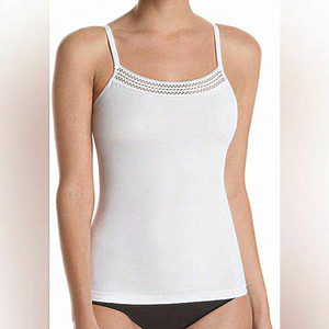 DKNY white tank top with lace neckline Sz small‎